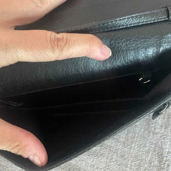 Brighton Croc & Pebble Leather Black Cross Body Tri-Fold Purse 8" x 5.5"! - Picture 4 of 7